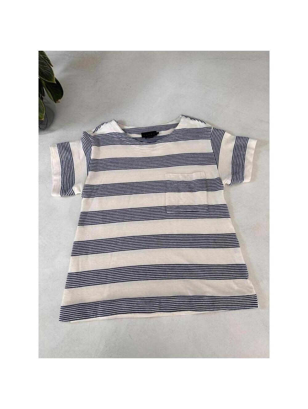 Hatch Striped Short Sleeve Knit Top - Size 0